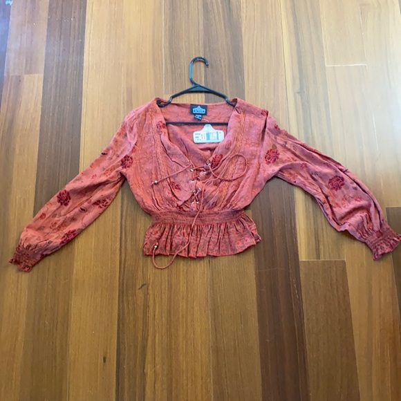 Angie Tops - Dark pink long sleeve top